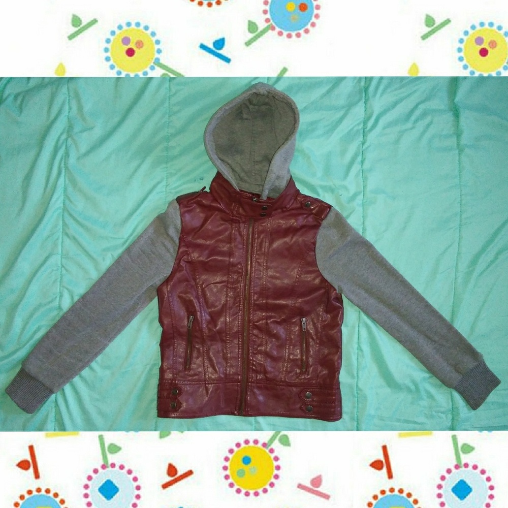 Hooded sweatshirt moto jacket